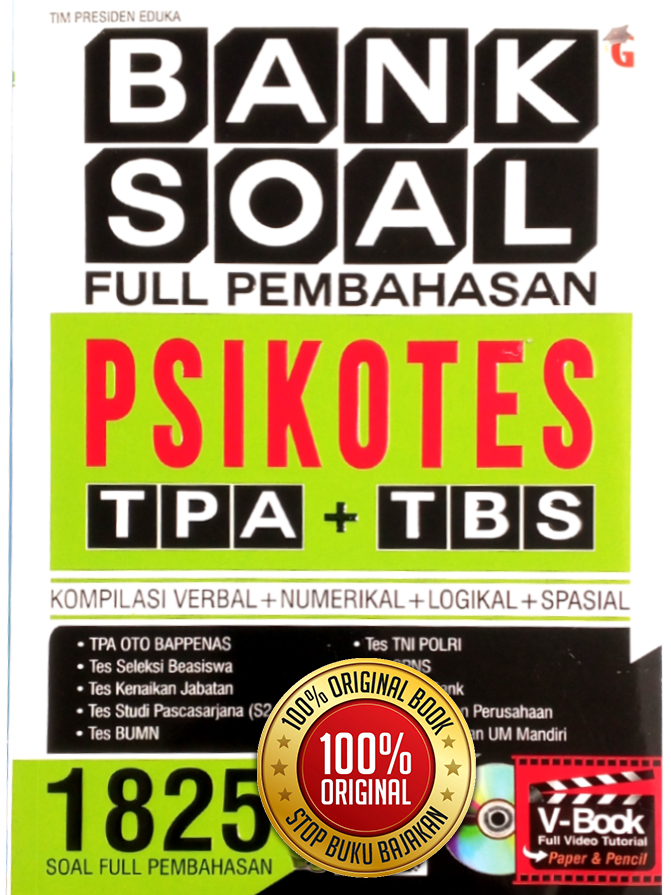 Cover of Bank Soal Psikotes TPA + TBS Full Pembahasan (1825 Soal Lengkap)