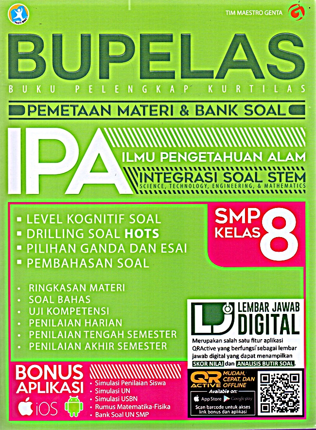 Cover of BUPELAS IPA SMP Kelas 8 - Pemetaan Materi &amp; Bank Soal Kurtilas Integrasi STEM