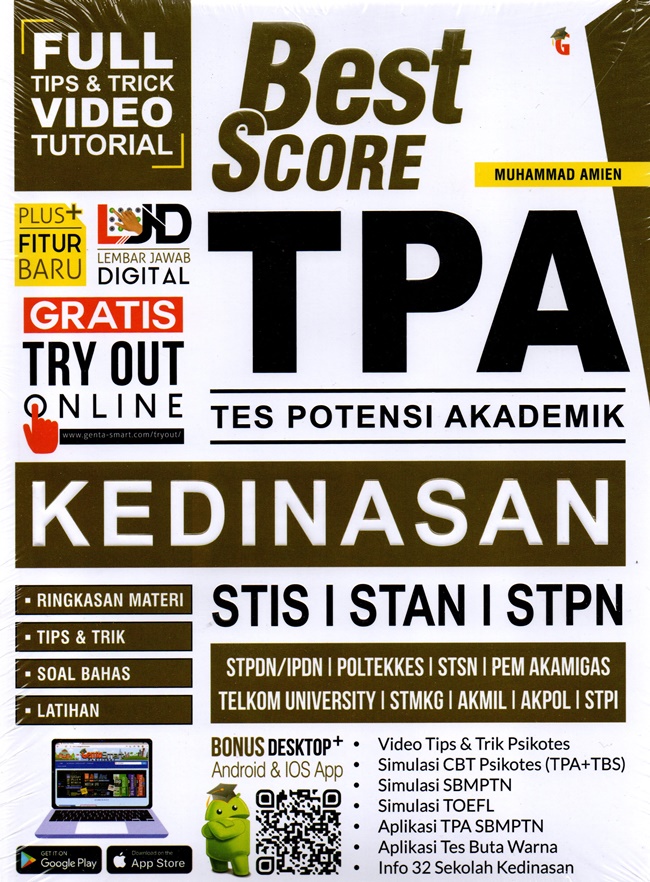 Cover of Best Score TPA Kedinasan – Tes Potensi Akademik untuk STIS, STAN, STPN, STPDN/IPDN, Politeknik SSN, PKN STAN &amp; Sekolah Kedinasan