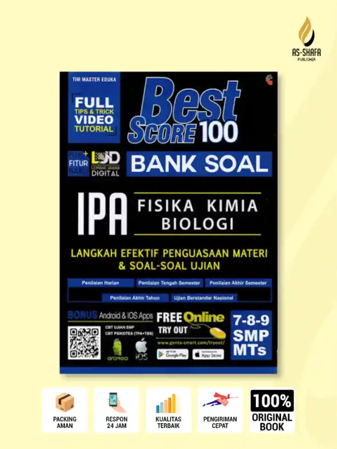 Cover of Best Score 100 Bank Soal IPA SMP/MTs Kelas 7, 8 &amp; 9 – Fisika, Kimia, Biologi