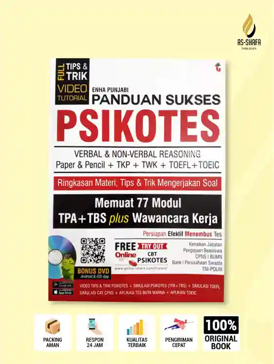 Panduan Sukses Psikotes – Verbal & Non Verbal Reasoning + TKP, TWK, TOEFL & TOEIC (77 Modul Lengkap + Wawancara Kerja)