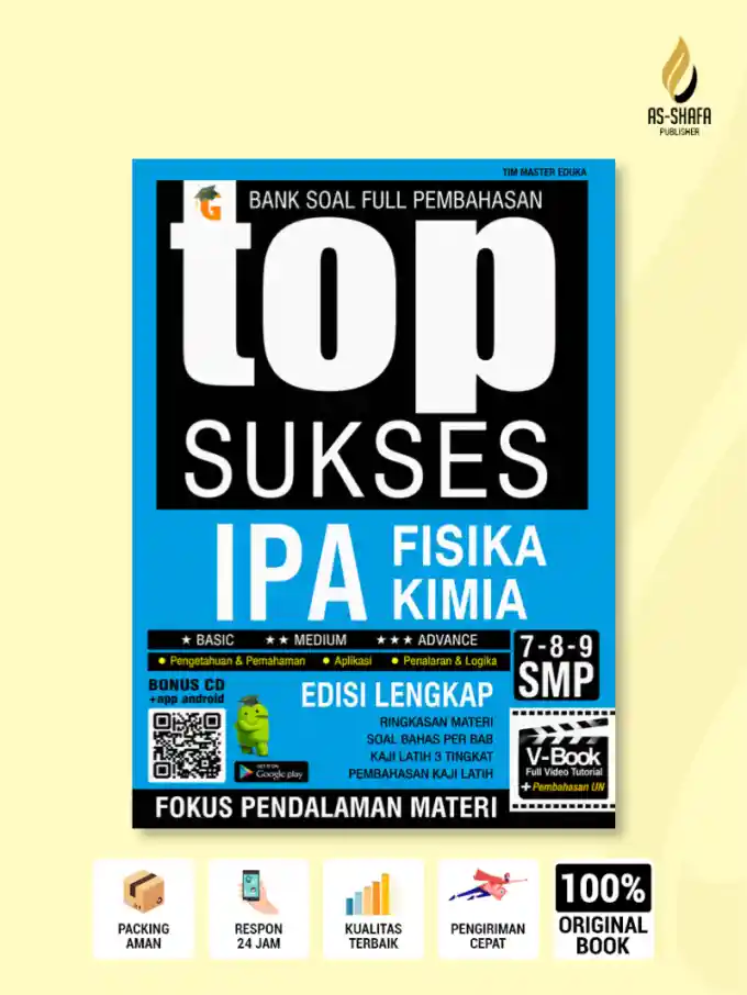 Cover of TOP SUKSES IPA Fisika Kimia SMP Kelas 7 8 9 – Bank Soal Full Pembahasan Lengkap Basic Medium Advance
