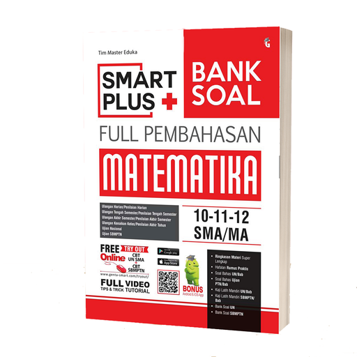 Cover of SMART PLUS+ Bank Soal Full Pembahasan Matematika SMA/MA Kelas 10, 11, 12